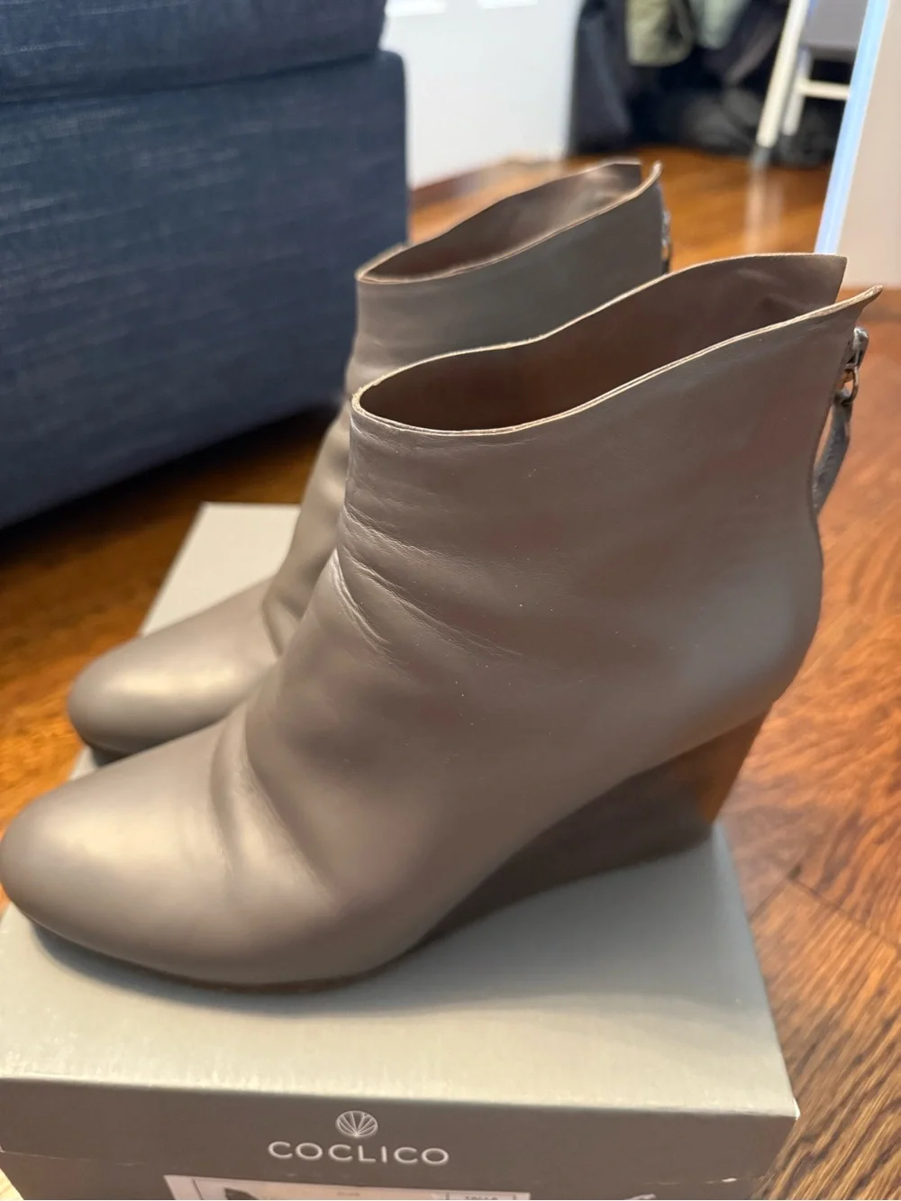 Coclico Women's Brown Leather Wedge Ankle Boot